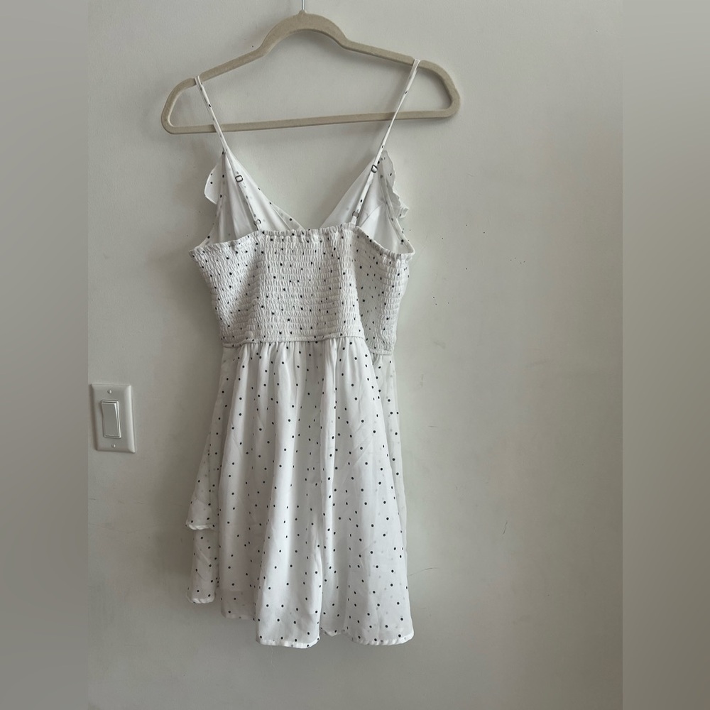 Japna White Polka Dot Ruffle Romper Size M Sleeveless Tiered Hem Summer Casual - Picture 3 of 5